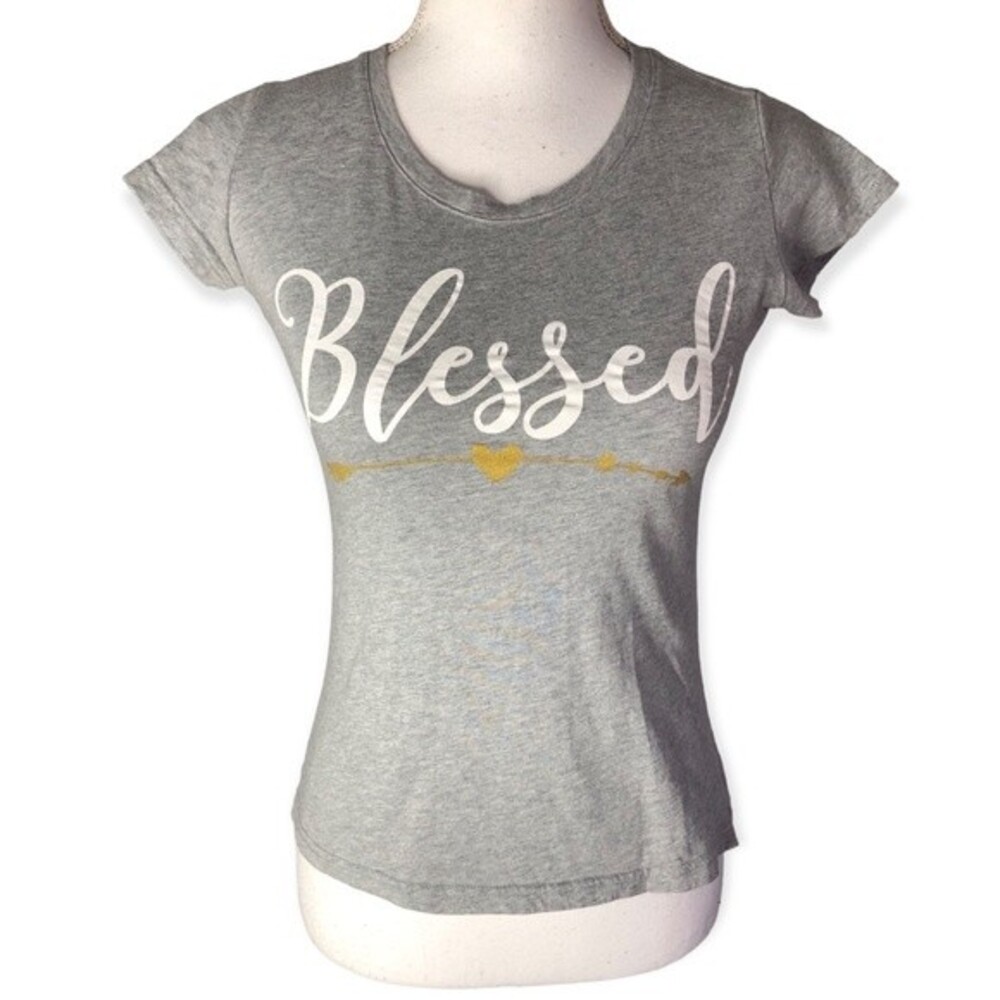 LTI Grey Blessed Short Sleeve Graphic T-shirt